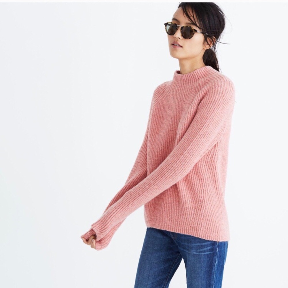 Madewell Northfield pink mockneck sweater
